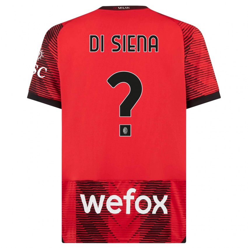 Mujer Camiseta Andrea Di Siena #0 Negro Rojo 1ª Equipación 2023/24 La Camisa Chile