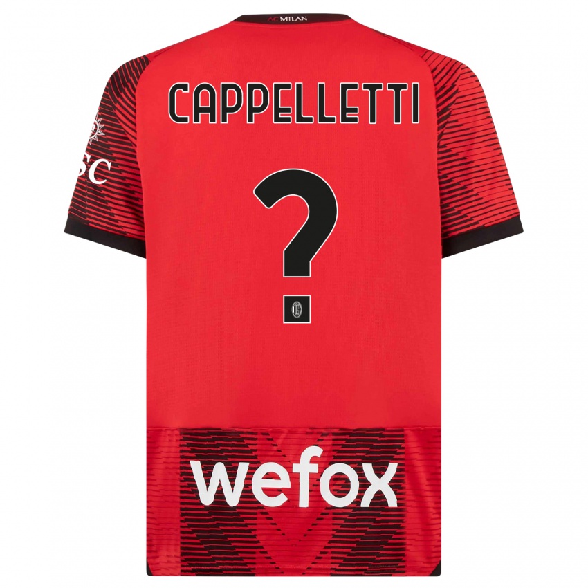 Mujer Camiseta Mattia Cappelletti #0 Negro Rojo 1ª Equipación 2023/24 La Camisa Chile