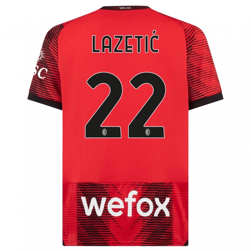 Mujer Camiseta Marko Lazetic #22 Negro Rojo 1ª Equipación 2023/24 La Camisa Chile