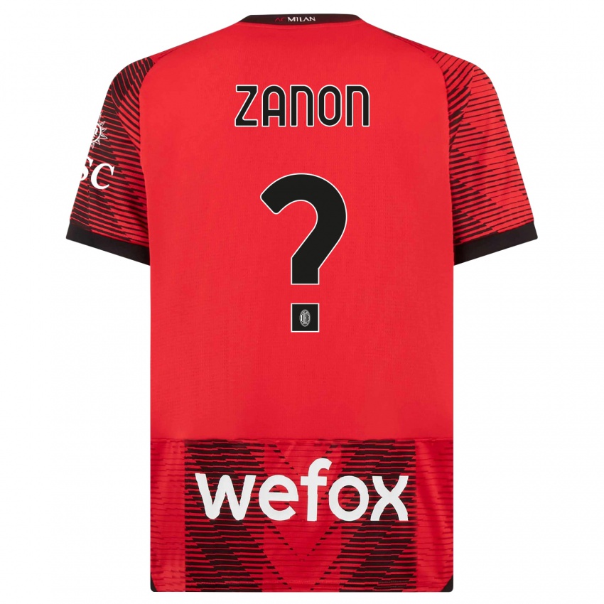 Mujer Camiseta Thomas Zanon #0 Negro Rojo 1ª Equipación 2023/24 La Camisa Chile