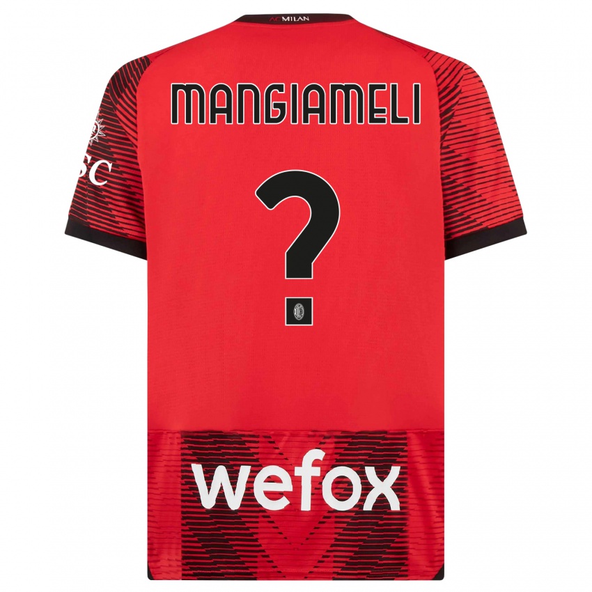 Mujer Camiseta Federico Mangiameli #0 Negro Rojo 1ª Equipación 2023/24 La Camisa Chile