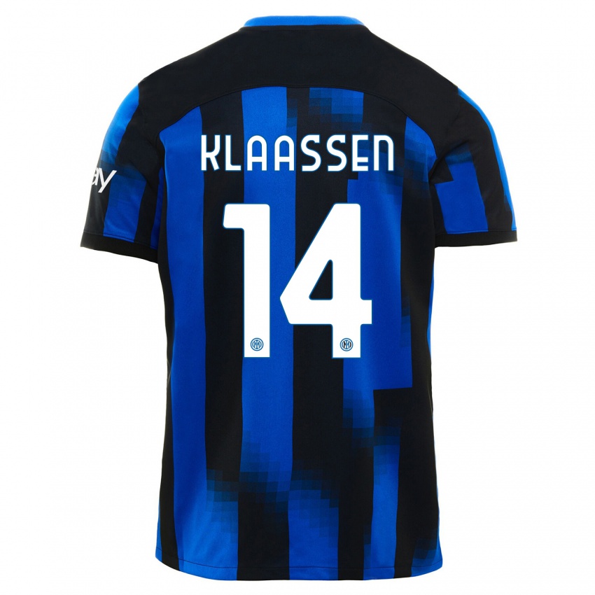Mujer Camiseta Davy Klaassen #14 Azul Negro 1ª Equipación 2023/24 La Camisa Chile
