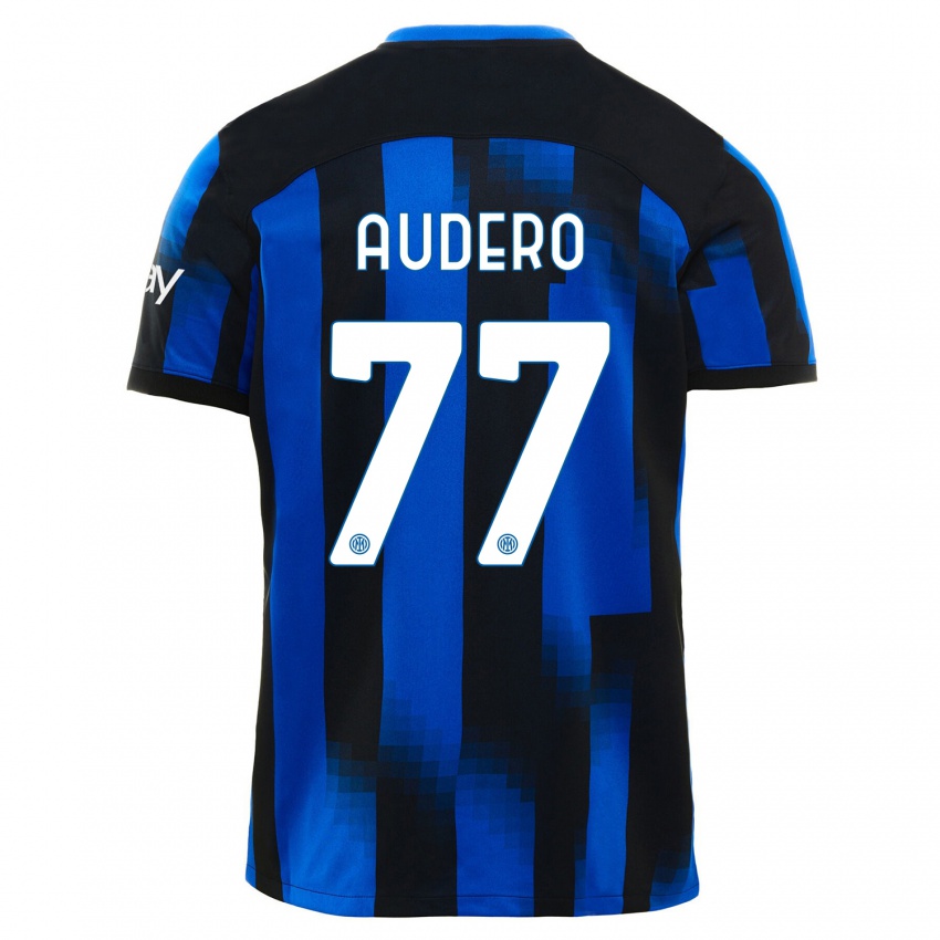 Mujer Camiseta Emil Audero #77 Azul Negro 1ª Equipación 2023/24 La Camisa Chile