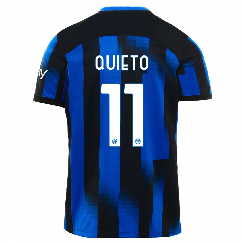 Mujer Camiseta Daniele Quieto #11 Azul Negro 1ª Equipación 2023/24 La Camisa Chile
