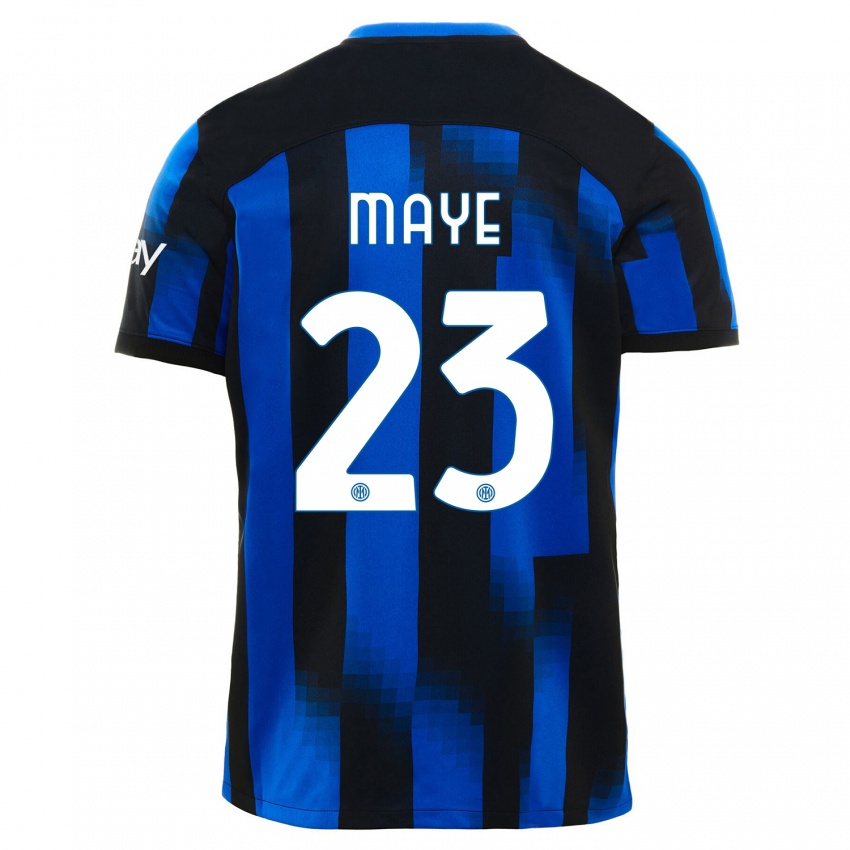 Mujer Camiseta Yvan Maye #23 Azul Negro 1ª Equipación 2023/24 La Camisa Chile