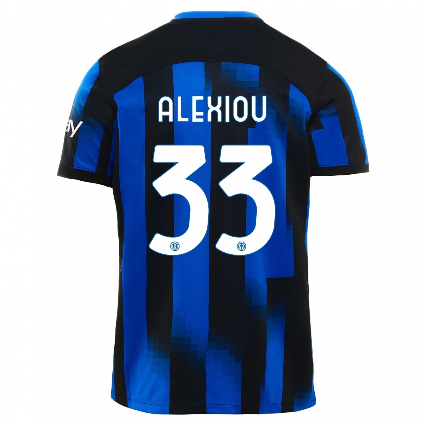 Mujer Camiseta Christos Alexiou #33 Azul Negro 1ª Equipación 2023/24 La Camisa Chile