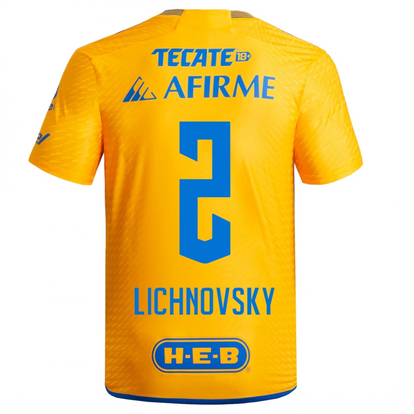 Mujer Camiseta Igor Lichnovsky #2 Amarillo 1ª Equipación 2023/24 La Camisa Chile