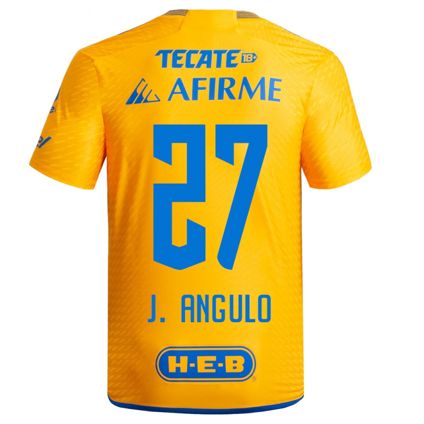 Mujer Camiseta Jesus Angulo #27 Amarillo 1ª Equipación 2023/24 La Camisa Chile
