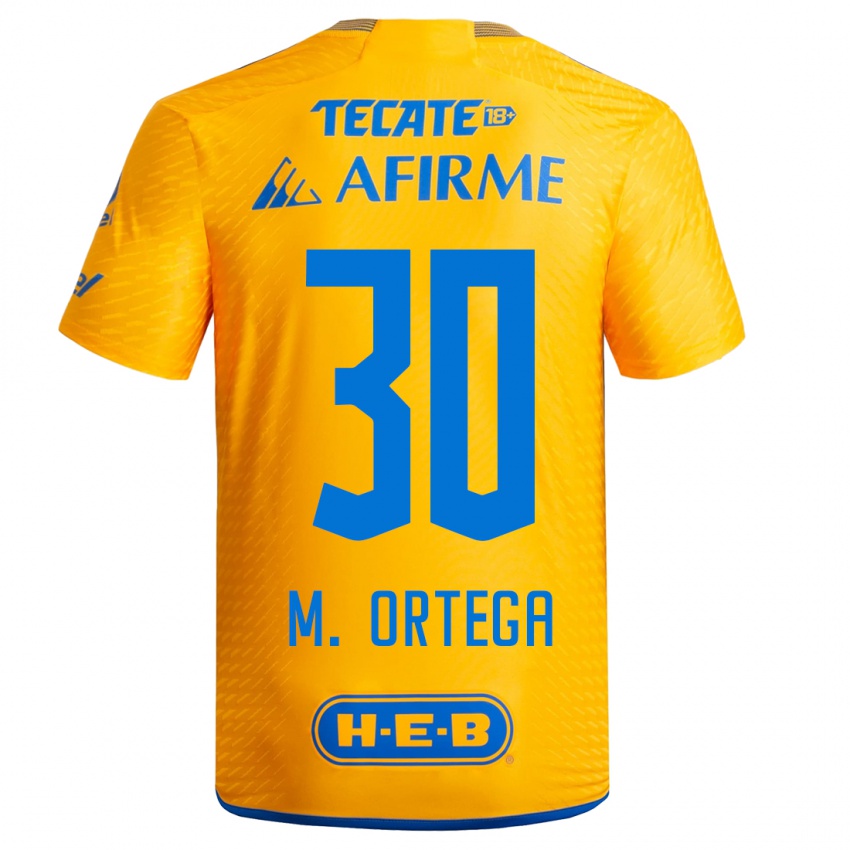 Mujer Camiseta Miguel Ortega #30 Amarillo 1ª Equipación 2023/24 La Camisa Chile