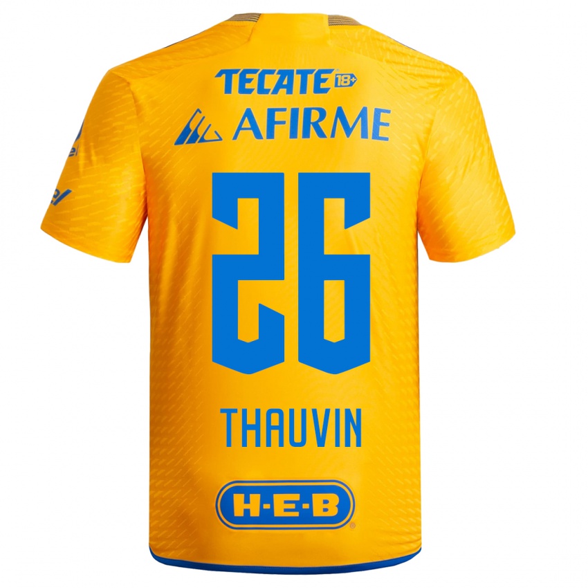 Mujer Camiseta Florian Thauvin #26 Amarillo 1ª Equipación 2023/24 La Camisa Chile