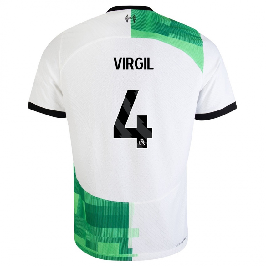 Mujer Camiseta Virgil Van Dijk #4 Blanco Verde 2ª Equipación 2023/24 La Camisa Chile