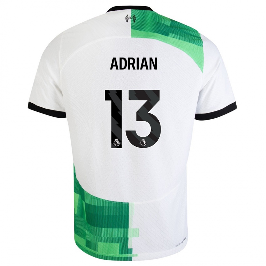 Mujer Camiseta Adrian #13 Blanco Verde 2ª Equipación 2023/24 La Camisa Chile