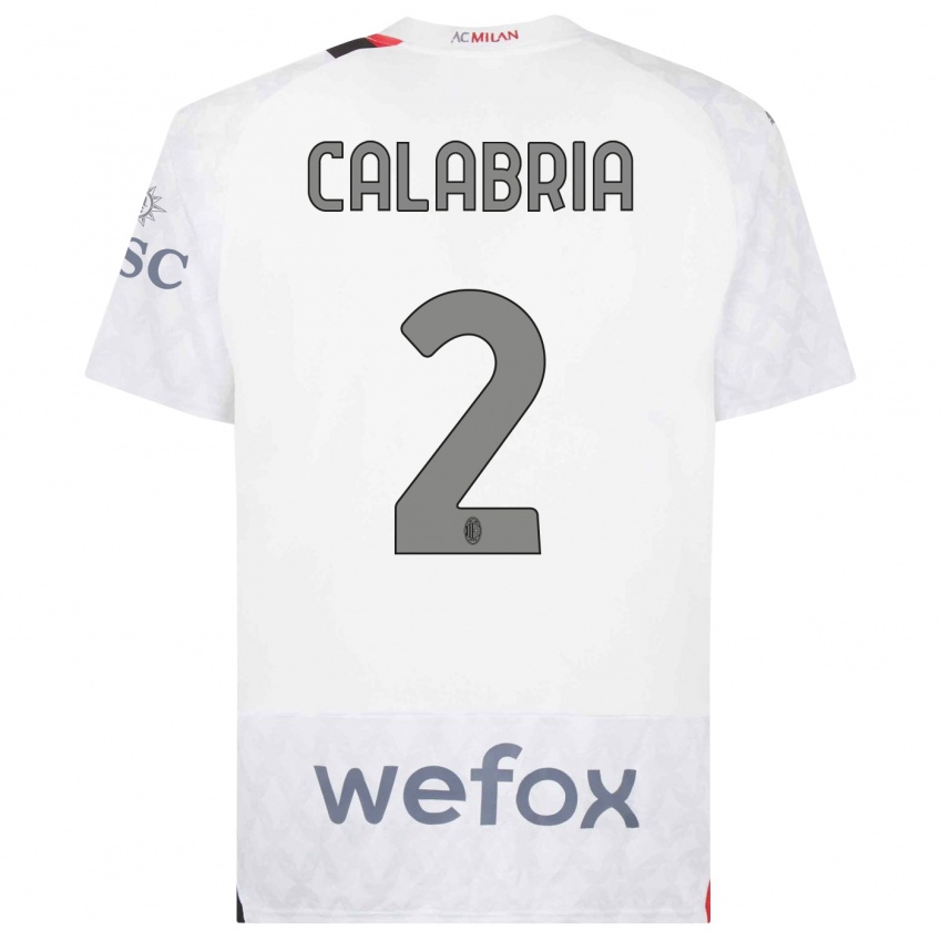 Mujer Camiseta Davide Calabria #2 Blanco 2ª Equipación 2023/24 La Camisa Chile