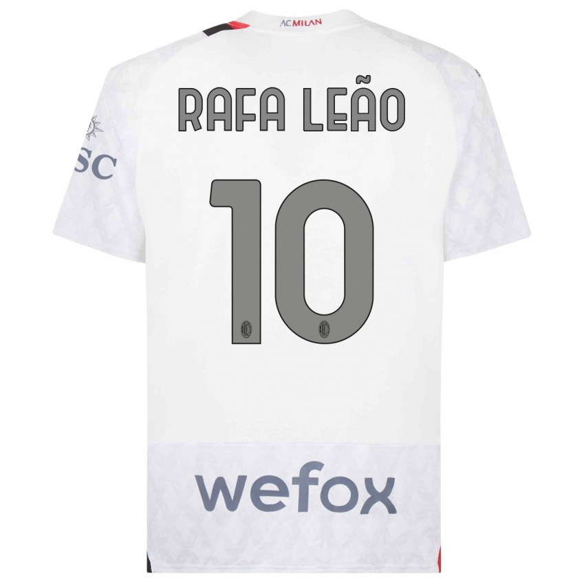 Mujer Camiseta Rafael Leao #10 Blanco 2ª Equipación 2023/24 La Camisa Chile