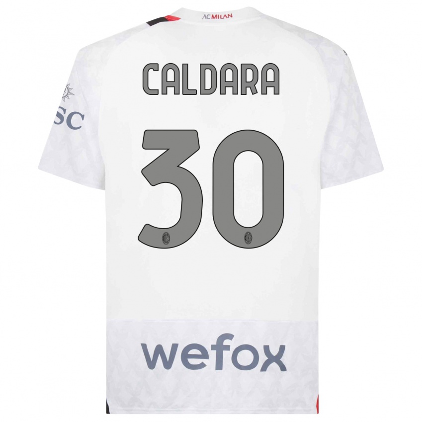 Mujer Camiseta Mattia Caldara #30 Blanco 2ª Equipación 2023/24 La Camisa Chile