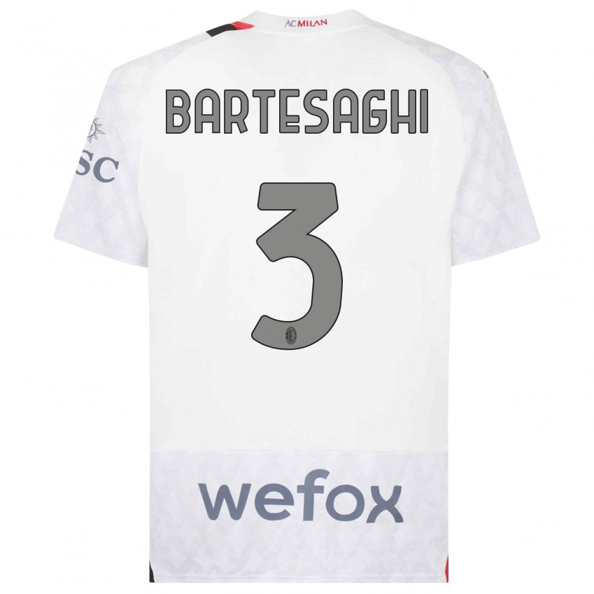 Mujer Camiseta Davide Bartesaghi #3 Blanco 2ª Equipación 2023/24 La Camisa Chile