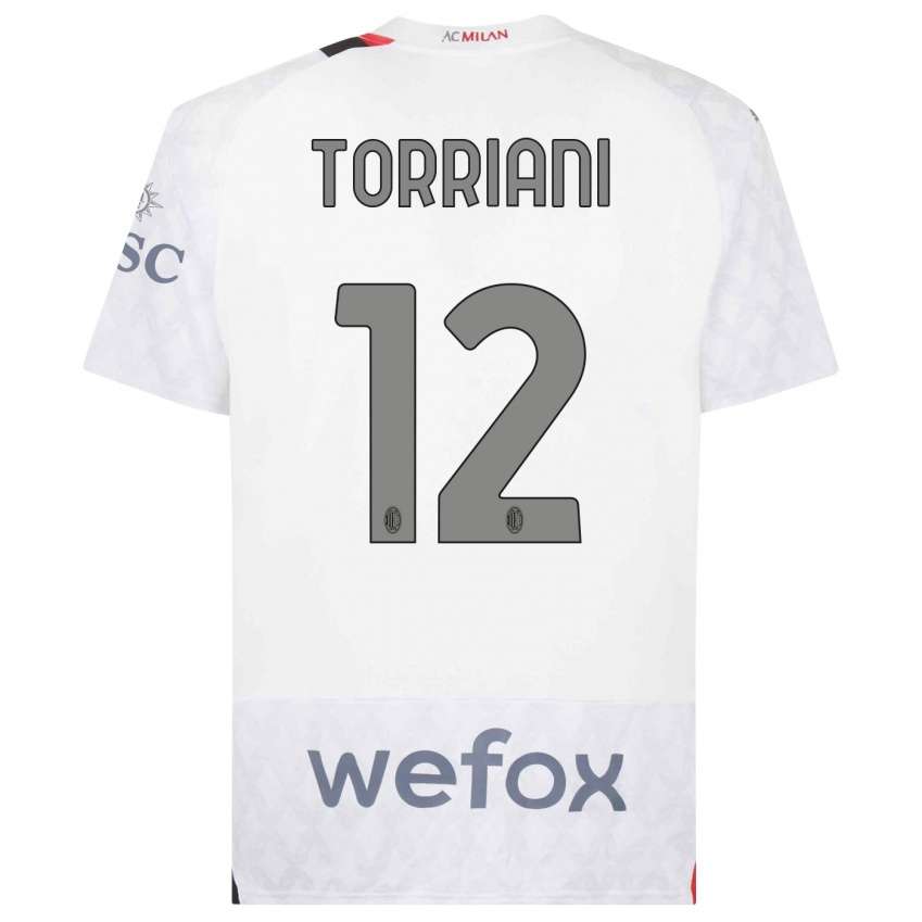 Mujer Camiseta Lorenzo Torriani #12 Blanco 2ª Equipación 2023/24 La Camisa Chile