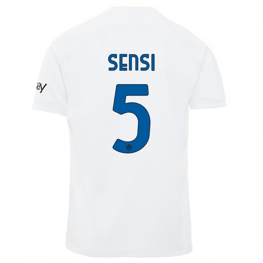 Mujer Camiseta Stefano Sensi #5 Blanco 2ª Equipación 2023/24 La Camisa Chile