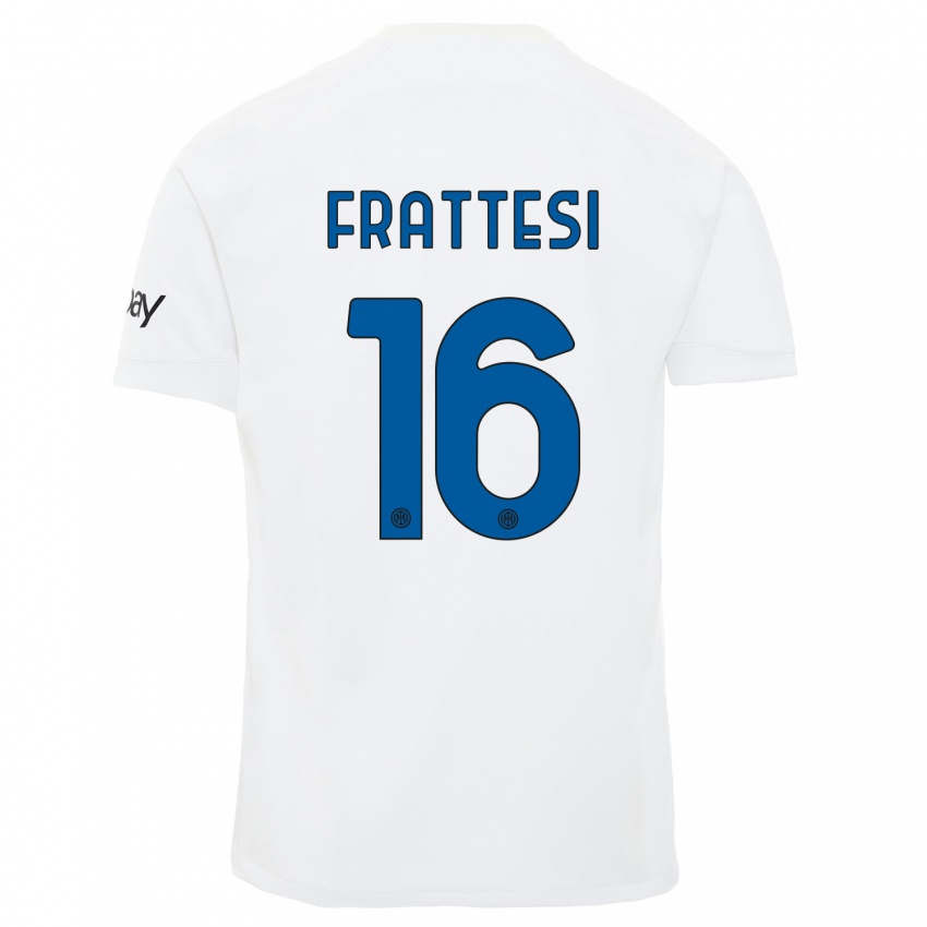 Mujer Camiseta Davide Frattesi #16 Blanco 2ª Equipación 2023/24 La Camisa Chile