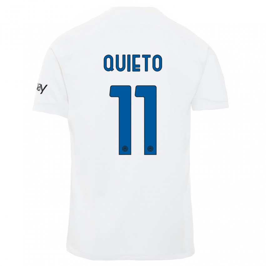 Mujer Camiseta Daniele Quieto #11 Blanco 2ª Equipación 2023/24 La Camisa Chile