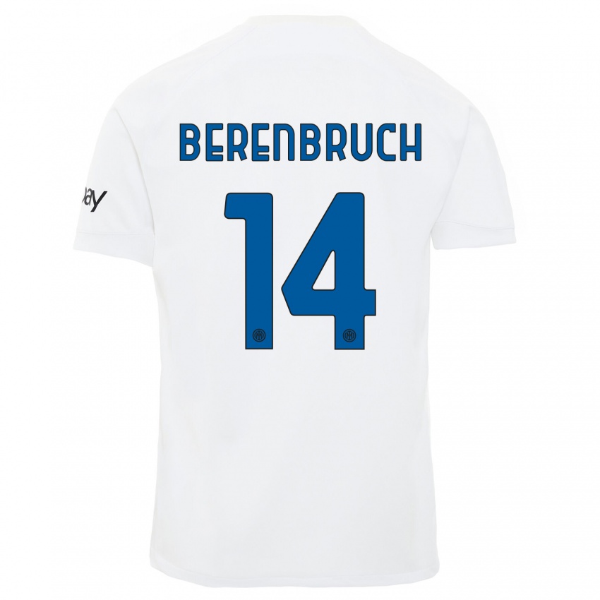 Mujer Camiseta Thomas Berenbruch #14 Blanco 2ª Equipación 2023/24 La Camisa Chile