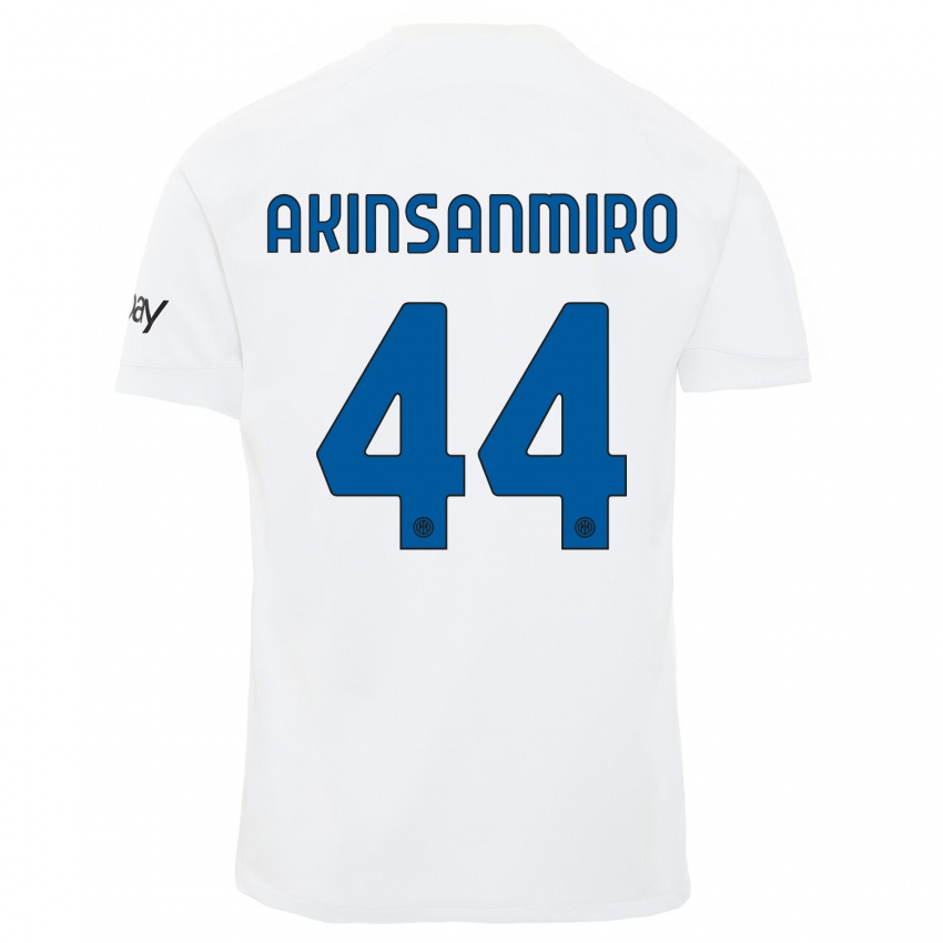 Mujer Camiseta Ebenezer Akinsanmiro #44 Blanco 2ª Equipación 2023/24 La Camisa Chile