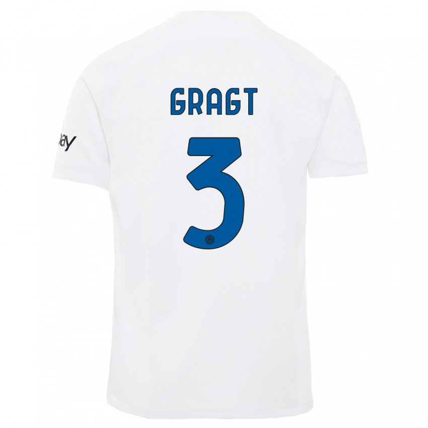 Mujer Camiseta Stefanie Van Der Gragt #3 Blanco 2ª Equipación 2023/24 La Camisa Chile