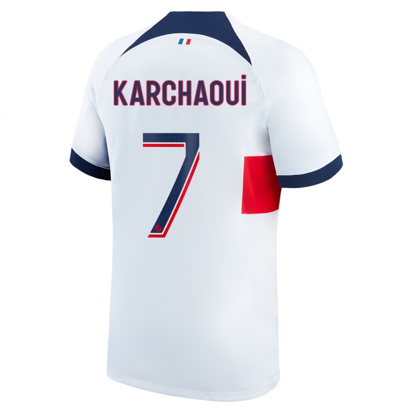 Mujer Camiseta Sakina Karchaoui #7 Blanco 2ª Equipación 2023/24 La Camisa Chile