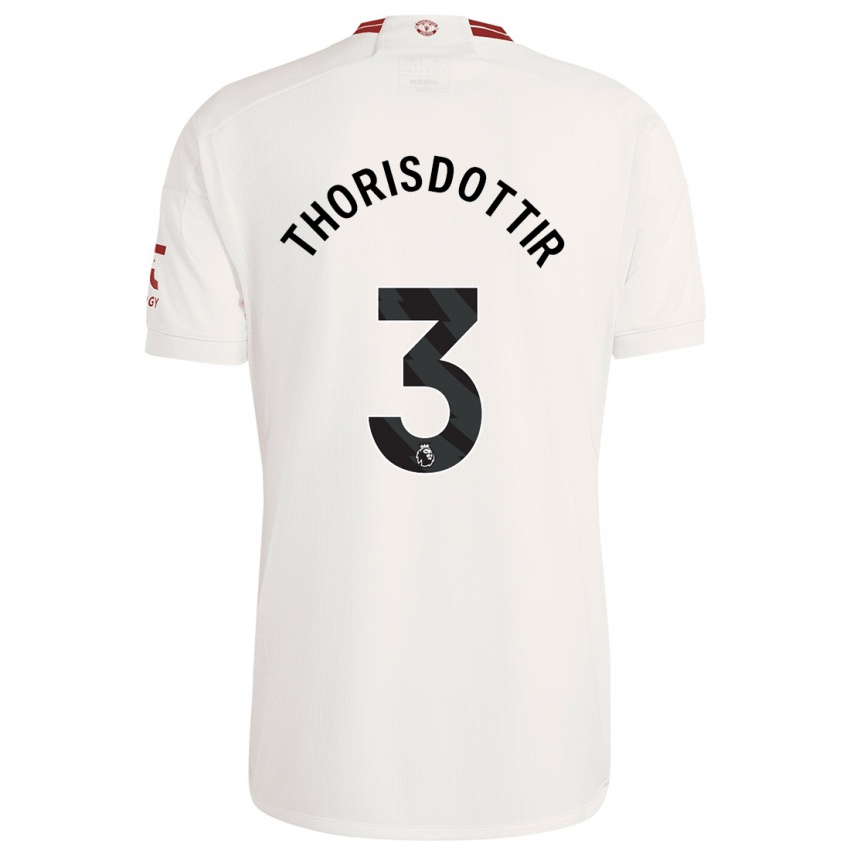 Mujer Camiseta Maria Thorisdottir #3 Blanco Equipación Tercera 2023/24 La Camisa Chile