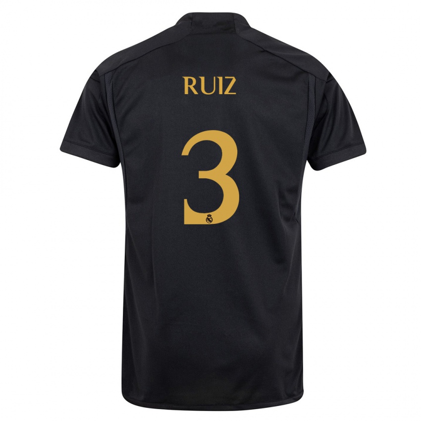 Mujer Camiseta David Ruiz #3 Negro Equipación Tercera 2023/24 La Camisa Chile
