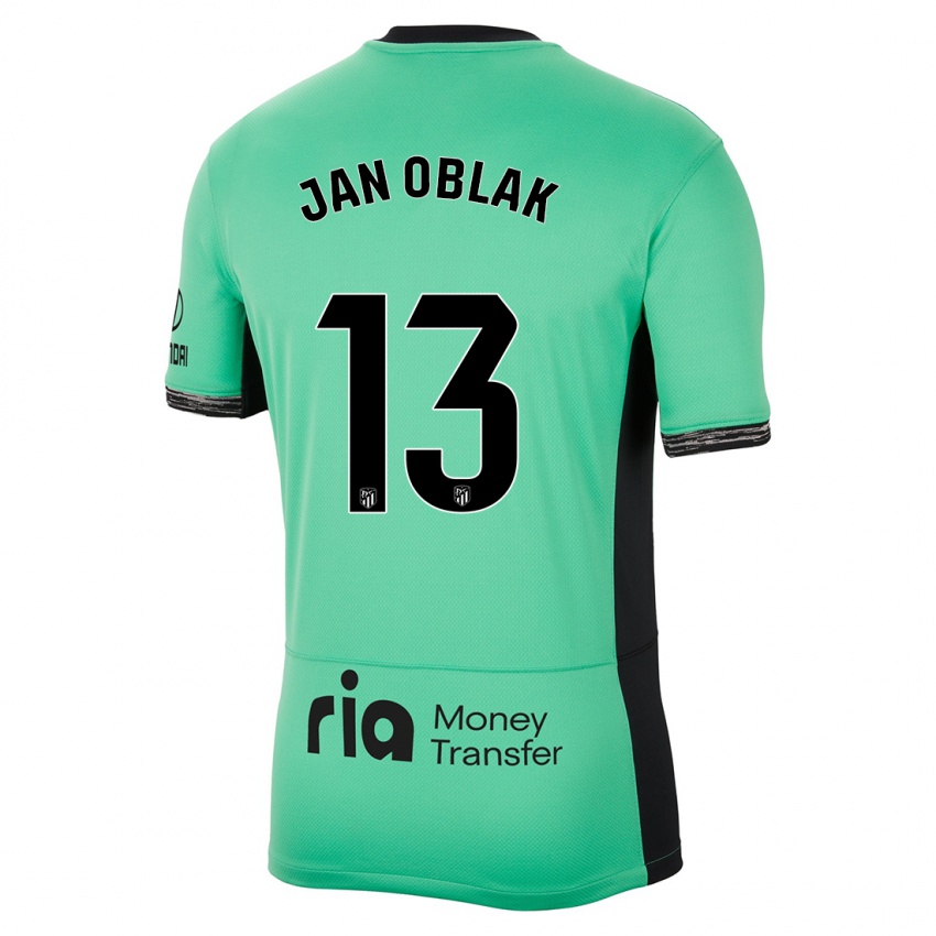 Mujer Camiseta Jan Oblak #13 Primavera Verde Equipación Tercera 2023/24 La Camisa Chile