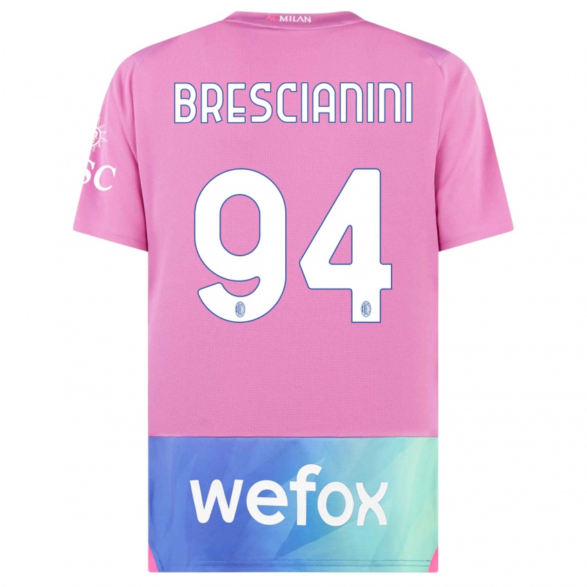 Mujer Camiseta Marco Brescianini #94 Rosado Morado Equipación Tercera 2023/24 La Camisa Chile