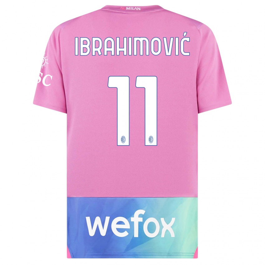 Mujer Camiseta Zlatan Ibrahimovic #11 Rosado Morado Equipación Tercera 2023/24 La Camisa Chile
