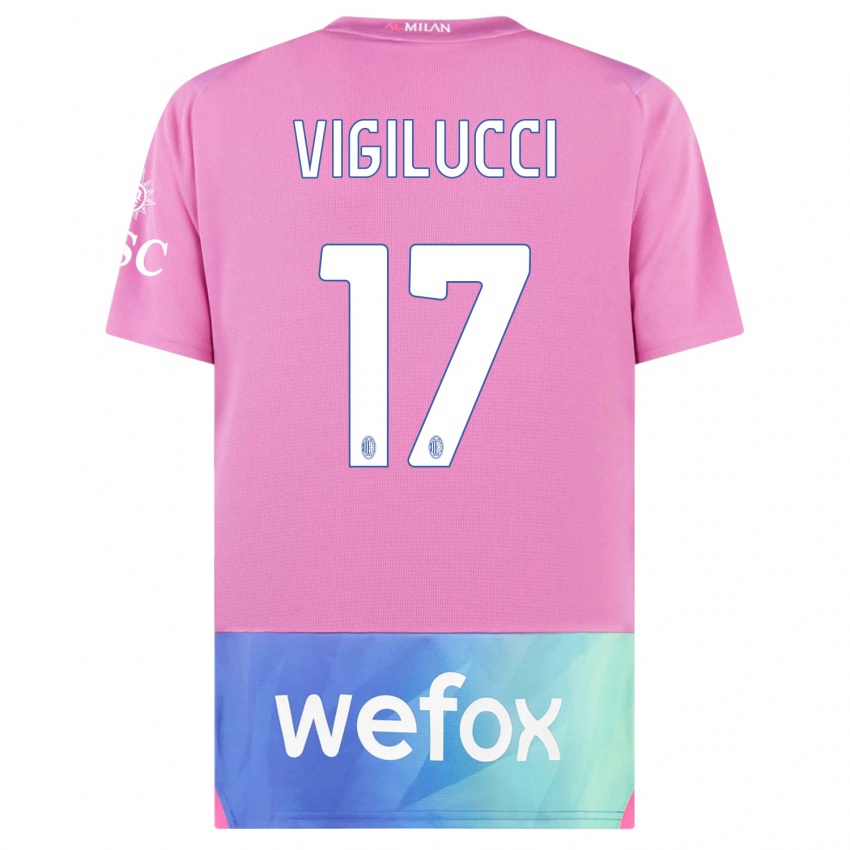 Mujer Camiseta Valery Vigilucci #17 Rosado Morado Equipación Tercera 2023/24 La Camisa Chile