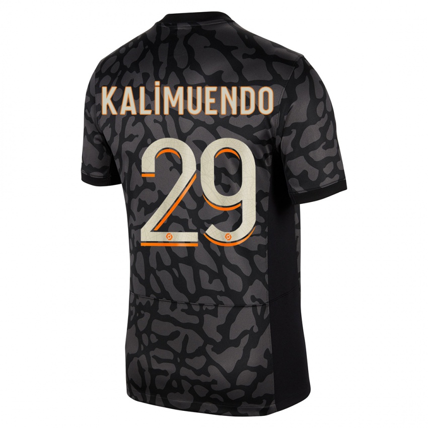 Mujer Camiseta Arnaud Kalimuendo #29 Negro Equipación Tercera 2023/24 La Camisa Chile