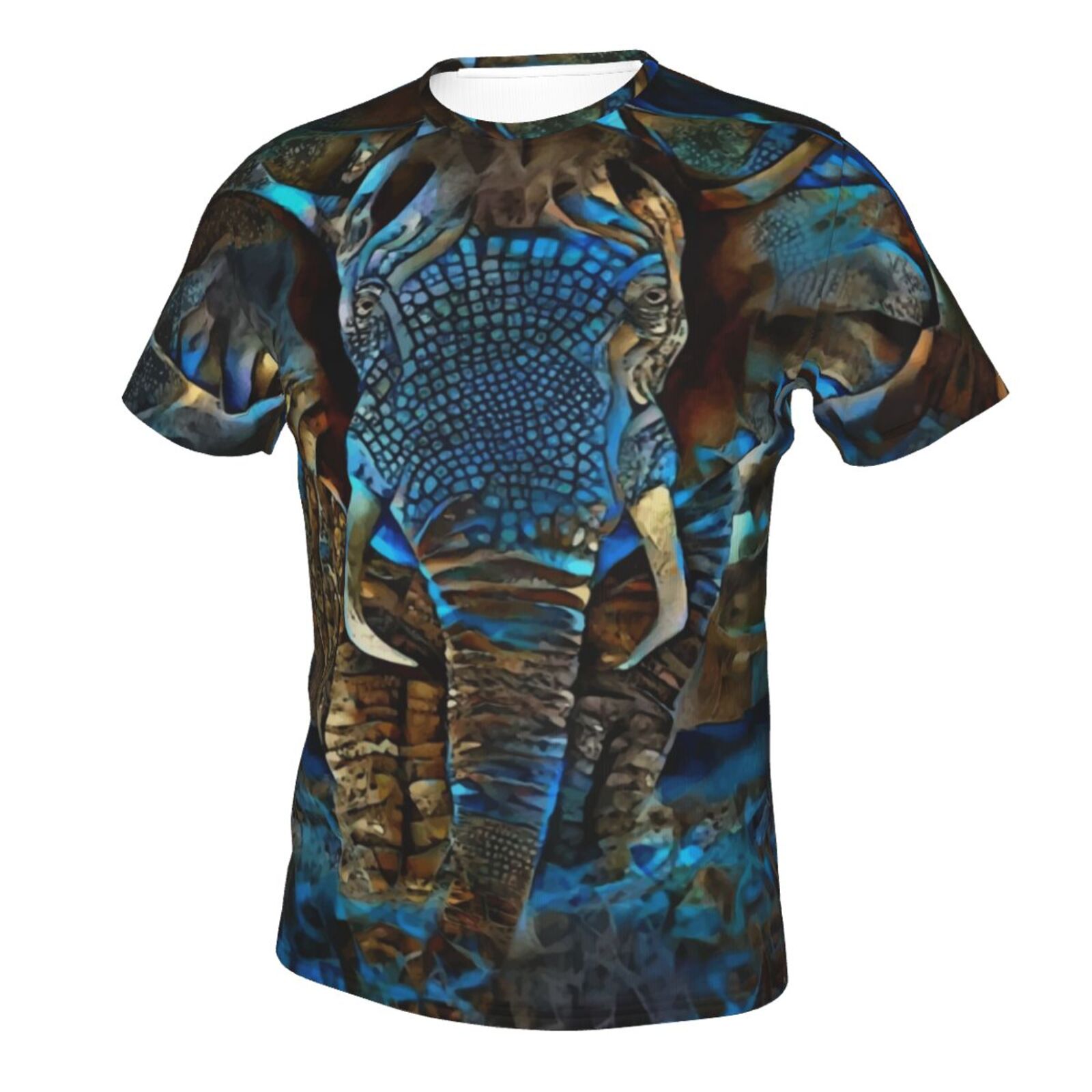 Camiseta Chile Clásica Elefante Marrón Azul Elementos De Técnica Mixta